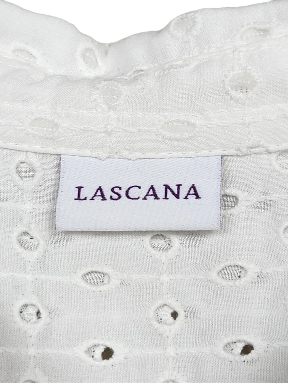 Lascana White Eyelet Button Up Long Sleeeve Collared Blouse Womens Size 12 - Picture 9 of 12